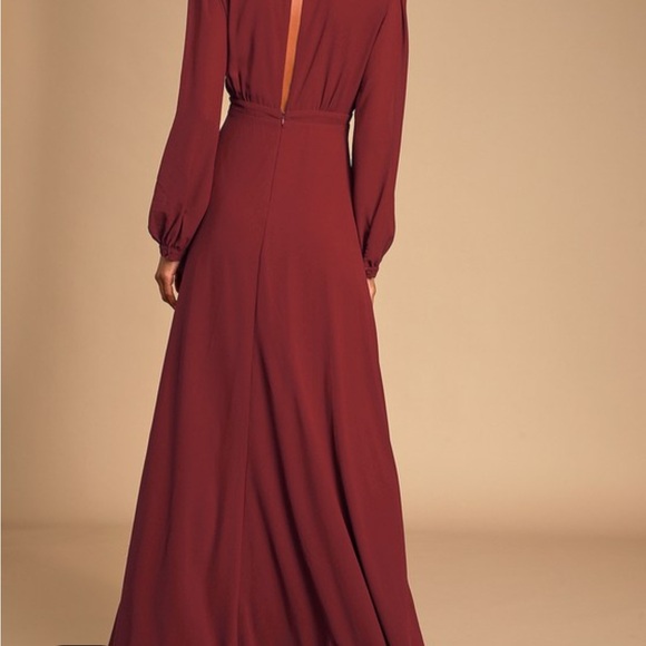 Lulu's All My Life Burgundy Long Sleeve Maxi Dress - Picture 2 of 7